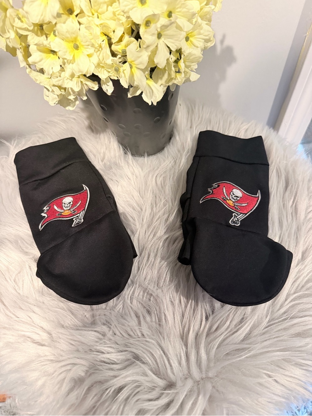 Northwest Black Mittens/ fingerless gloves  w/ Buccaneers Flag Logo